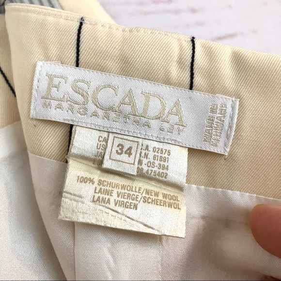 Vintage Escada Pinstriped Business Blazer Skirt Suit - Picture 14 of 15